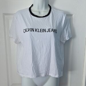 Calvin Klein White Tee with Black Accents